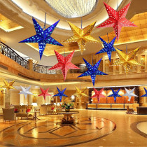 Christmas Pentagram Pentagram Decoration Stereo Laser Pentagram Paper Suspended Ceiling Hanging Accessories Kindergarten Storefront Christmas Stars