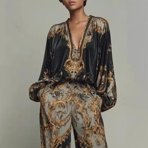 New 2026 Spring Export Men's and Women's Long-Sleeved Long Pants Set Amazon Aliexpress 3D Printed Loungewear