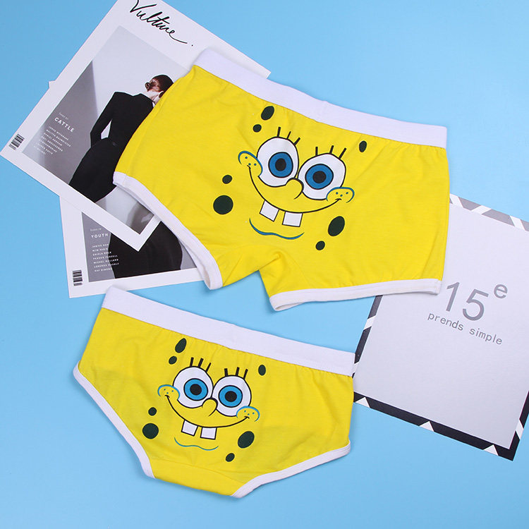 Couple Underwear Cotton Cartoon Low Waist Men's Boxer Women's Triangle Cute Sexy Breathable Low Waist Panties