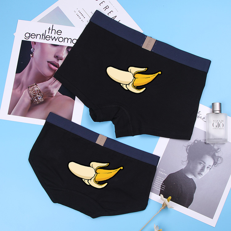 Cặp đôi đồ lót Audeer cotton hoạt hình eo thấp nam boxer nữ tam giác gợi cảm thoáng khí chuối quà tặng do lot nam