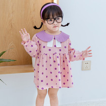 Female baby autumn skirt 2020 new little girl foreign style princess dress Korean girl wave point children dress