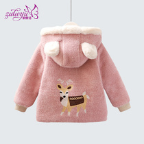 Baby girl winter dress girl cotton suit 2020 new children mink cotton coat foreign style plus velvet padded padded padded jacket