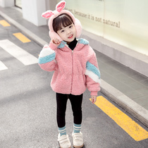 Girls  wool coat 2020 new winter coat Korean version plus velvet princess top little girl Western style winter cotton coat