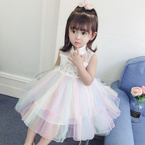 Girls Dress Summer Dress 2021 New style Children Princess Dress Sleeveless Chinese style embroidered gauze skirt