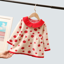 Girls sweater 2020 new Korean version of autumn childrens clothing pullover Foreign style mink sweater dress spring and autumn