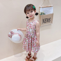 Childrens dress girl skirt summer cotton childrens dress baby girl princess flower dress baby vest dress summer