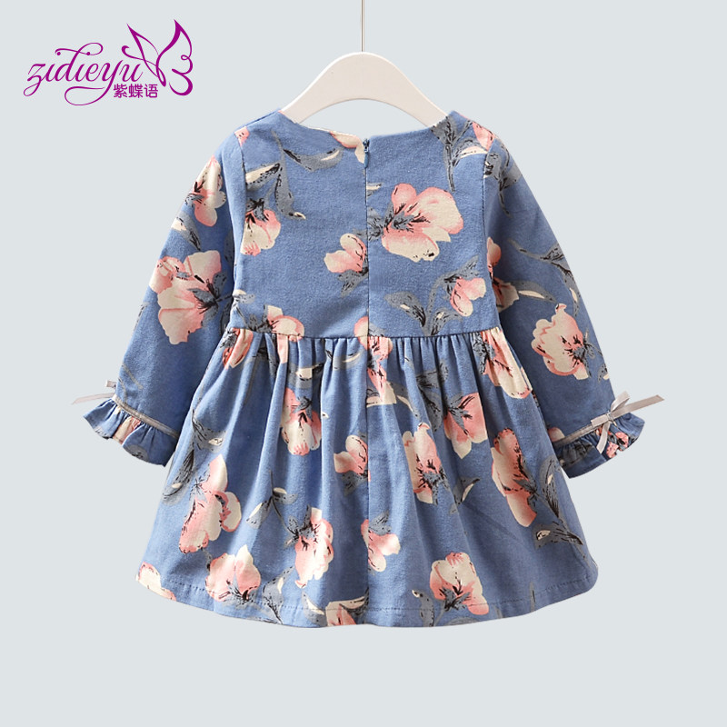 Children's clothing girls autumn clothing 2020 new dress long-sleeved spring and autumn children's skirt foreign style floral baby princess dress