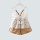 Girls summer suits 2022 new children's cotton two-piece set Western style ethnic style suspender top children's shorts