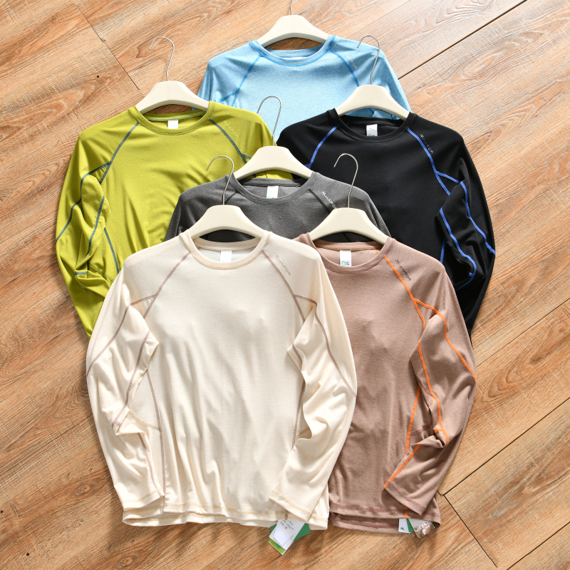 [Mountain-Style Outdoor~ Lyocell + Australian Wool Blend] Spring and Summer Couple's Round-Neck Knitted Long-Sleeve Base Shirt