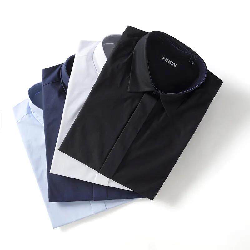 (Stretch Poplin Concealed Placket ODM Order) Autumn New Men's Business Casual Versatile Long-sleeved Shirt Shirt