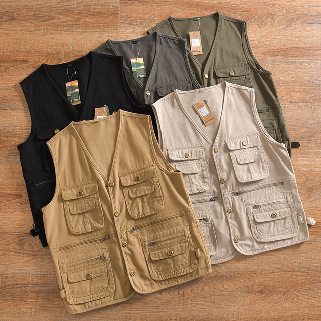 Spring Men's Outdoor Workwear Multi-Pocket Vest Vest Trendy