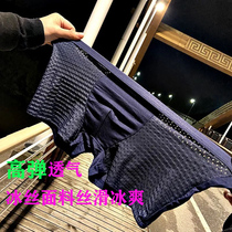 Ice Silk Fabric Independent Packaging Mens Hollowed-out Mesh High Play Underwear Foreign Trade Tail Goods Spring Summer Youth Flat Corner Pants