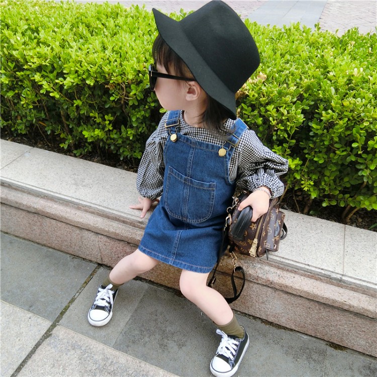 Baby girl skirt girls autumn clothes 2022 new girl Baoyang style spring and autumn dress children's denim holding baby bag skirt