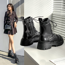 Thick bottom Martin boots Women Summer thin Breathable Hollowed-out Mesh Boots 2022 New Inn Wind Leather Short Drum Boots