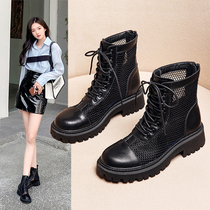 Martin Boots Summer Thin woman breathable 2022 New thick bottom white short boots rear zipper hollowed-out mesh yarn boots