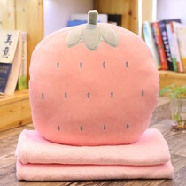 Pillow quilt girl heart strawberry pineapple dual-use cushion office lunch break pillow waist pillow small blanket car air conditioner quilt