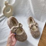 Демисезонная милая флисовая обувь с бантиком, популярно в интернете, 2019, в корейском стиле