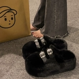 Высокие тапочки на платформе, демисезонная флисовая удерживающая тепло обувь, популярно в интернете, 2024 года