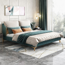 Minimalist light and luxurious double bed technology cloth art bed bedroom wedding bed net red main bed