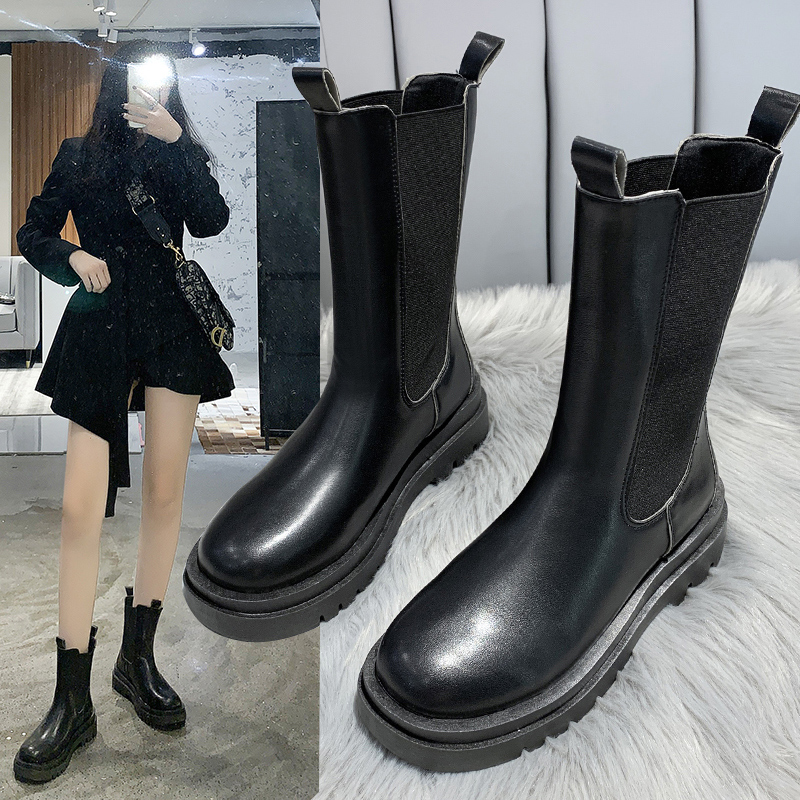 Thick-soled Martin boots women's British style 2022 new autumn chimney women's boots mid-tube Chelsea spring and autumn short boots