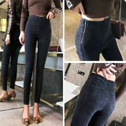 Quần jeans cạp cao nữ mặc xuân hè 2019 phiên bản mới của Hàn Quốc của chiếc quần bút chì đã mỏng chân đế sinh viên - Quần tây thường