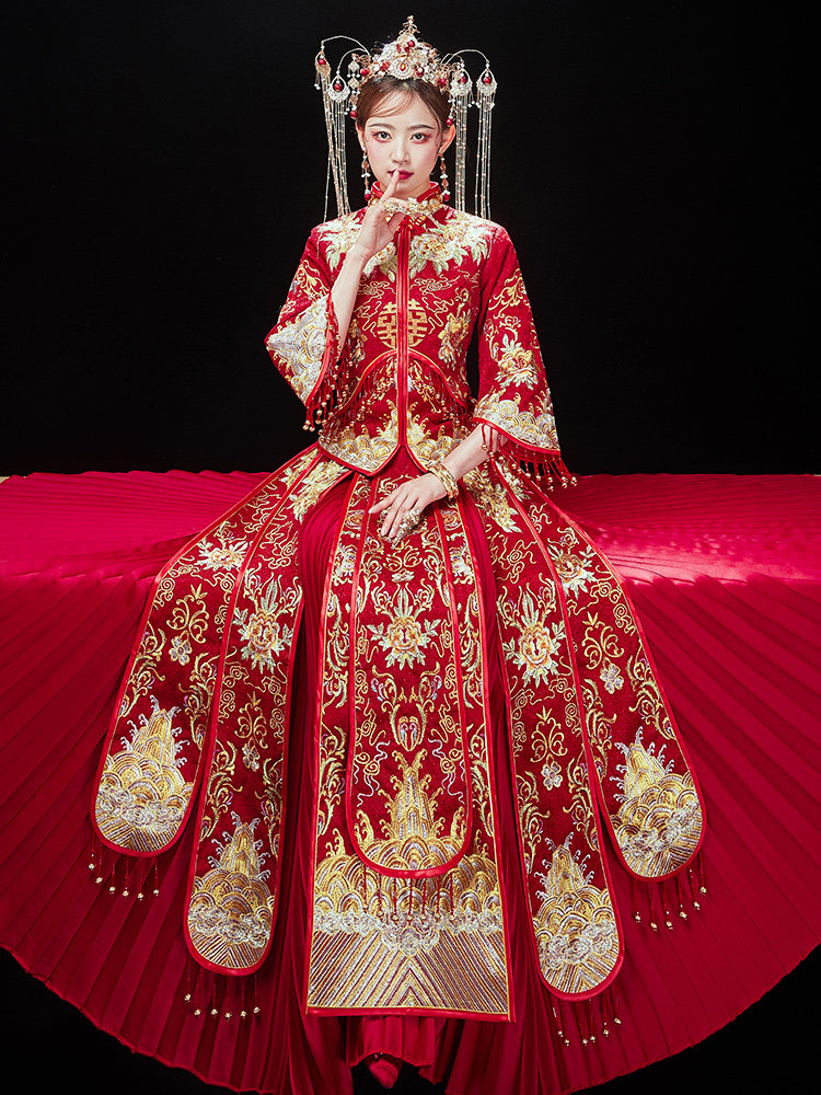Xiuhe dress bride 2021 new Chinese bridal dress wedding dress female Xiuhe toast dress Chinese style wedding dress