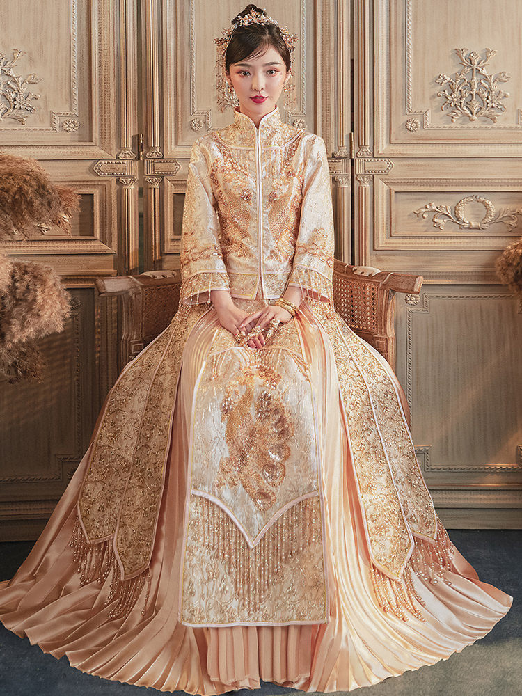 Xiuhe clothing golden 2021 new small Chinese bridal dress toast wedding dress wedding dress net red section