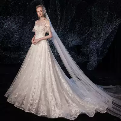French starry sky light main wedding dress 2021 new temperament bride court princess trailing simple little man out of the yarn