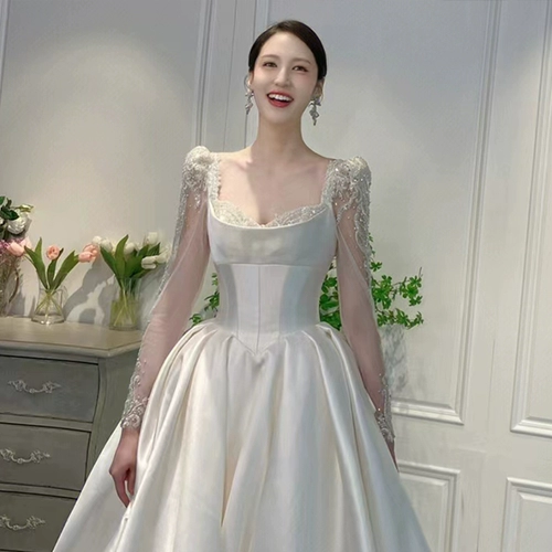 Лонгслив для невесты, коллекция 2023, французский стиль, премиум класс, большой размер, облегающий крой