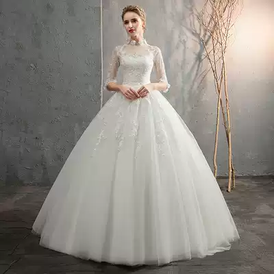 Long sleeve French light main wedding dress 2021 New temperament bride little man-SEN system simple super fairy dream Hepburn