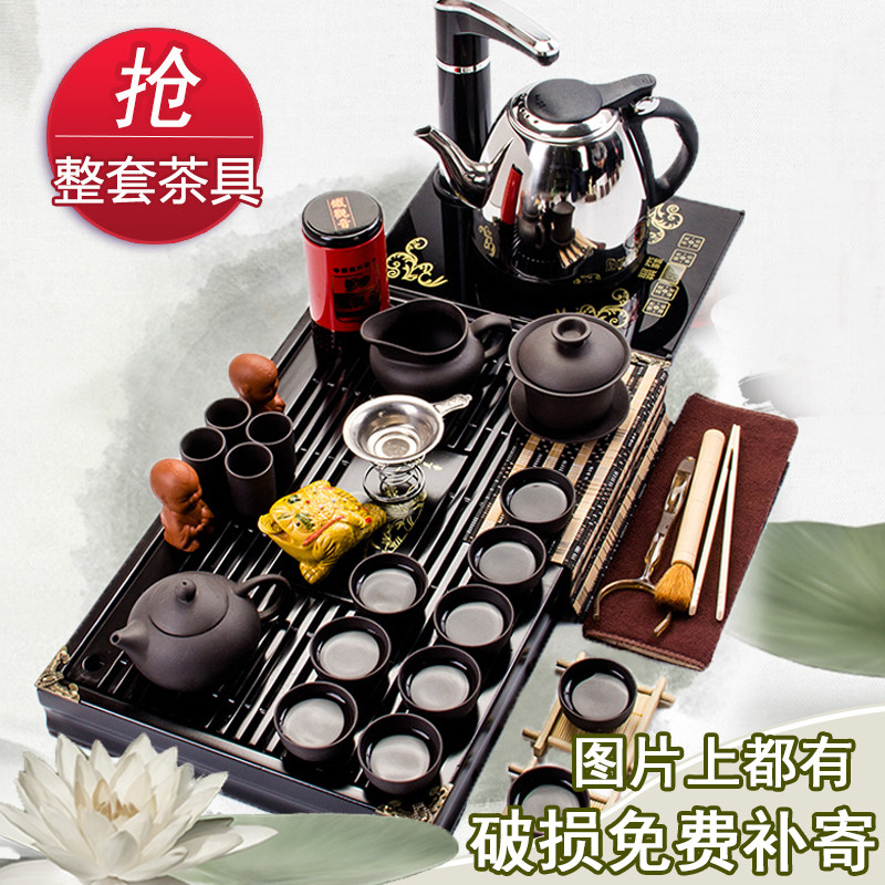 Kunfu tea set household full special ceramics drink teapot teapot teacup tea ceramic tea ceramic tea ceramic tea ceramic solid wood tea plate