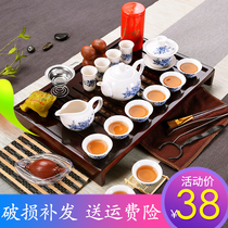 Kung Fu Tea Set Set Complete Household Purple Sand Solid Wood Tea Tray Tea Art Small Tea Ceremony Simple Teapot Teapot Teapup