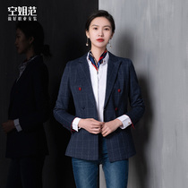 Plaid blazer womens autumn 2021 New Korean temperament British style professional business manager work clothes