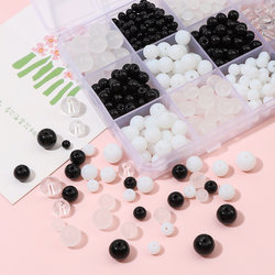 Versatile high quality transparent glass black and white beads loose beads DIY handmade beading material earrings jewelry accessories