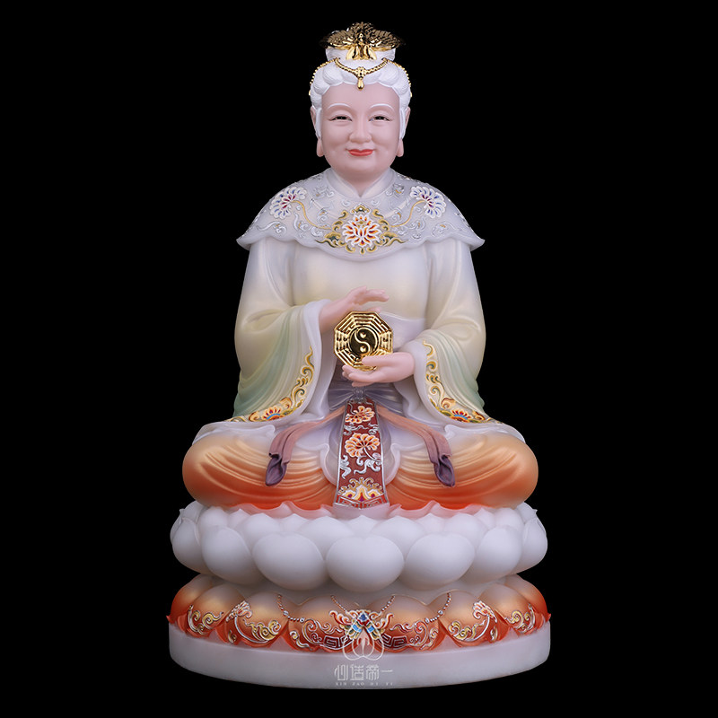 Wukai Road Lishan Wusheng old mother Lishan Niangniang Han white jade craft gifts decoration home desktop ornaments dusty Buddha statue
