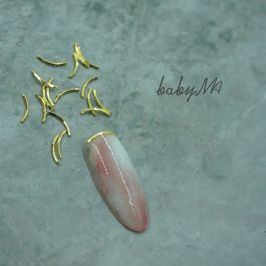 Babyma August new Nail Accessories of Nail Garment Gold Half - rounded Smile Nail Accessories
