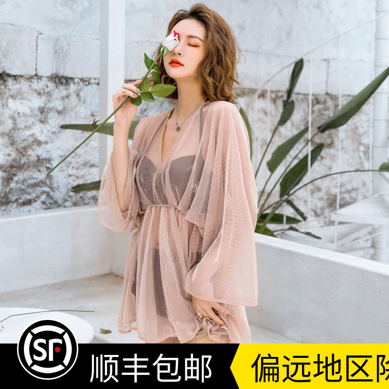 Swimsuit woman covered with slim ins and sensational woman Fan two-piece three sets bikini hooded Korean bubble spa conservatism