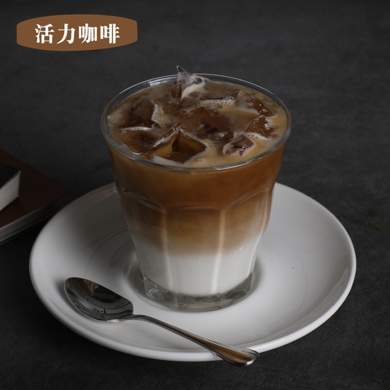 French imported glass flat white cup dirty single piece in Italian small latte ice cup