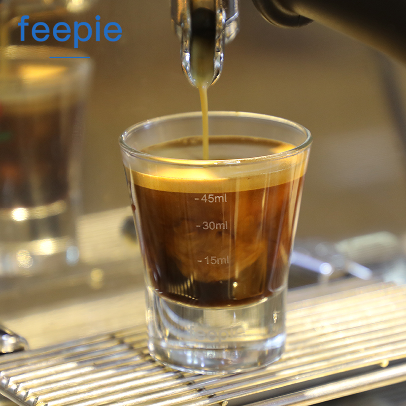 feepie imports glass ounces cup shot Italy concentrate ESPRESSO scale coffee quantity cup 45ml