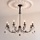 French-Style Vintage Crystal Chandelier for Living Room, American-Style Candle Staircase Light, High-End Black Villa Open-Space Duplex Light