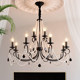 French-Style Vintage Crystal Chandelier for Living Room, American-Style Candle Staircase Light, High-End Black Villa Open-Space Duplex Light