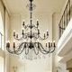 French-Style Duplex Staircase Chandelier, Light Luxury Retro Black Crystal Candle Lamp, American-Style Open-Space Living Room, Bedroom, Dining Room Lamp
