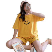 Pajamas for women summer suit students new pure cotton cute thin loose shorts 2022 home wear short-sleeved yellow