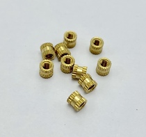 M2 * 4 * 4 injection moulded copper flower nut copper embedded double-pass roller nut copper inlaid screw cap copper flower mother