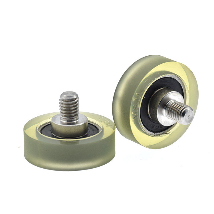 6000 bearing rubber wheel guide wheel flat type flat roller PU polyurethane pulley mute mechanical pulley 10 * 35 * 11