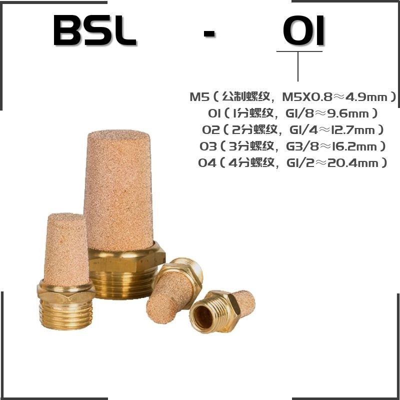 Pneumatic BSL-M5 01 2 3 4 SOLENOID VALVES DOOR COPPER PAGODA TYPE SILENCERS SILENCERS EXHAUST JOINT