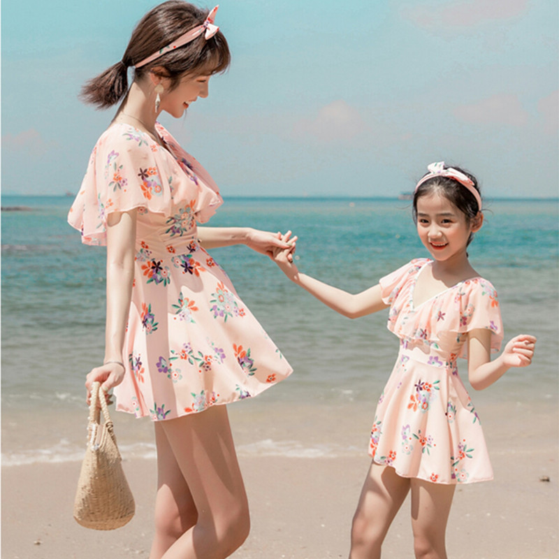 Mother - child swimsuit 2021 new conservative skirt - shading conjunction dress girl princess dress children