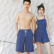 Đồ bơi đôi retro Đồ bơi nữ jumpsuit bảo thủ che ngực nhỏ tụ tập Bãi biển kỳ nghỉ cặp đôi đồ bơi - Vài đồ bơi