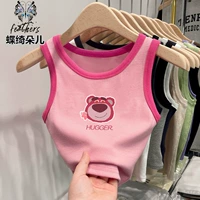 Хлопковая летняя майка, мультяшная детская футболка без рукавов, эффект подтяжки, в западном стиле