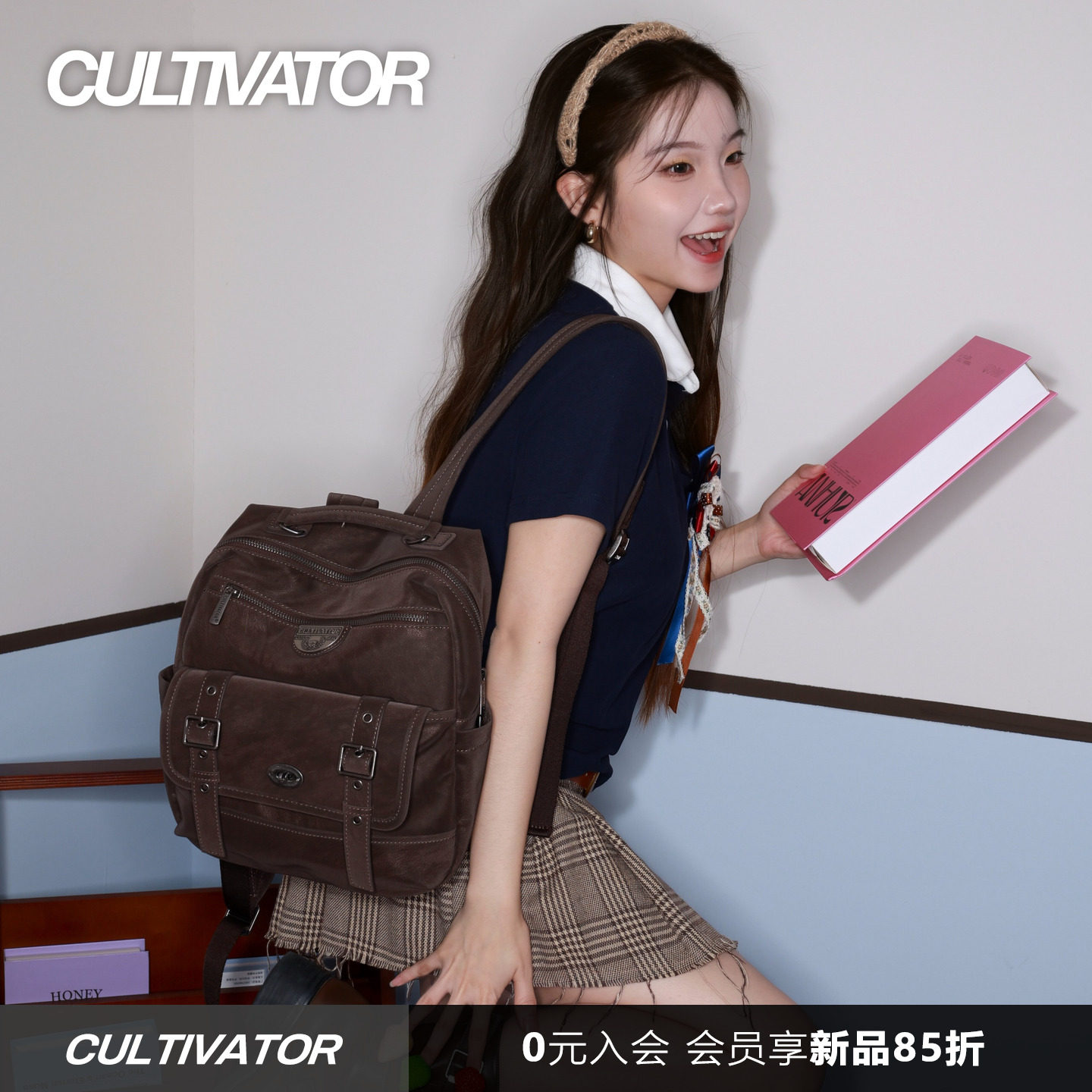 Cultivator原创小众复古做旧休闲百搭通勤上班背包双肩包2026秋新